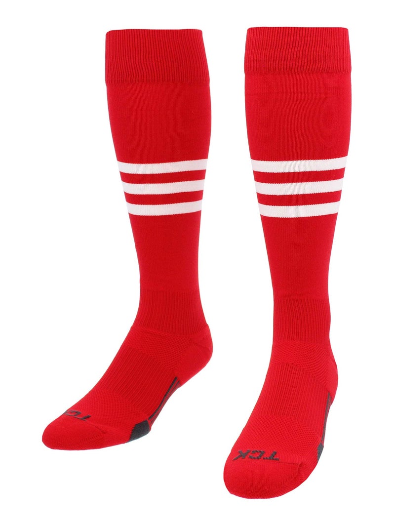 TCK Performance Baseball/Softball Socks (Scarlet/White, Medium) - Image 3